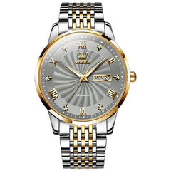 OLEVS 6630 Sunburst Dial Mechanical Watch for Men - Two Tone White Watch | Olevs Watch Store