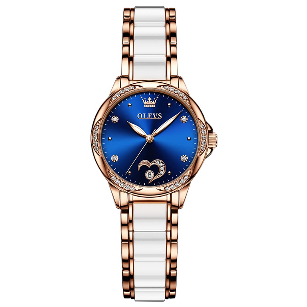 OLEVS 6631 Ceramic Mechanical Skeleton Watch for Women - White Watch | Olevs Watch Store