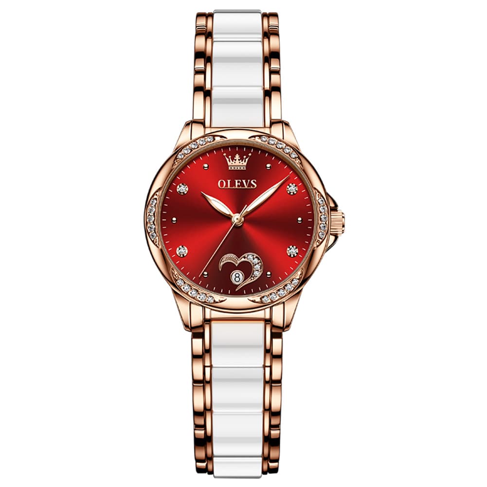 OLEVS 6631 Ceramic Mechanical Skeleton Watch for Women - White Watch | Olevs Watch Store
