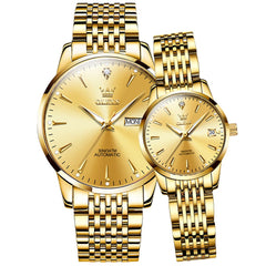 OLEVS 6635 Stainless Steel Automatic Mechanical Couple Watches - All Gold Watch | Olevs Watch Store
