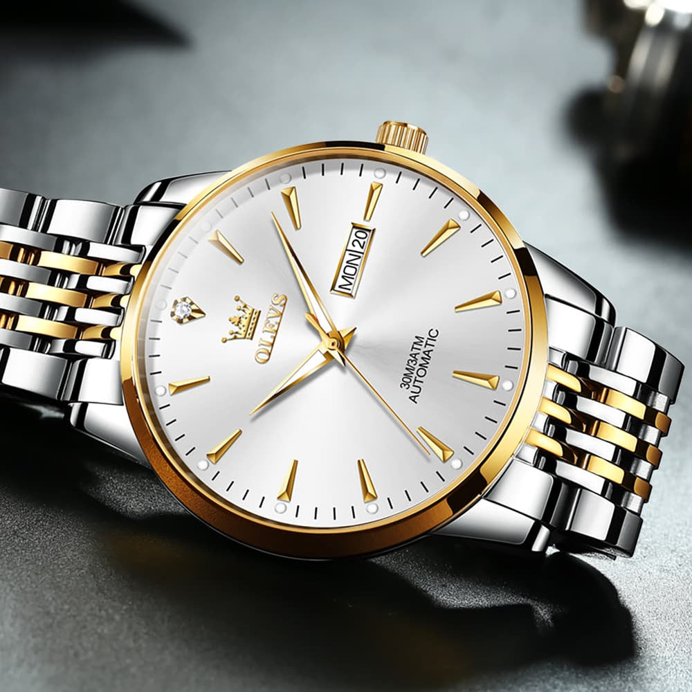 OLEVS 6635 Stainless Steel Automatic Mechanical Watch for Men - All Gold Watch | Olevs Watch Store