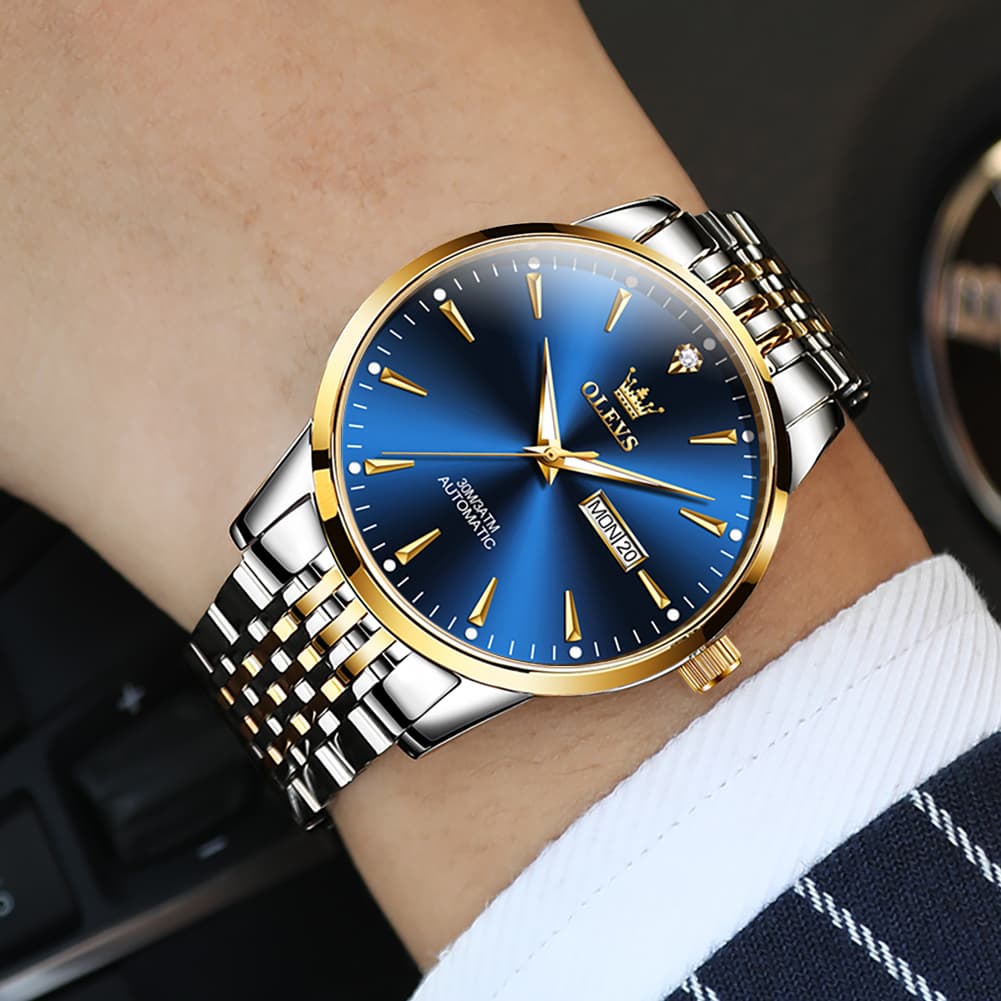 OLEVS 6635 Stainless Steel Automatic Mechanical Watch for Men - All Gold Watch | Olevs Watch Store