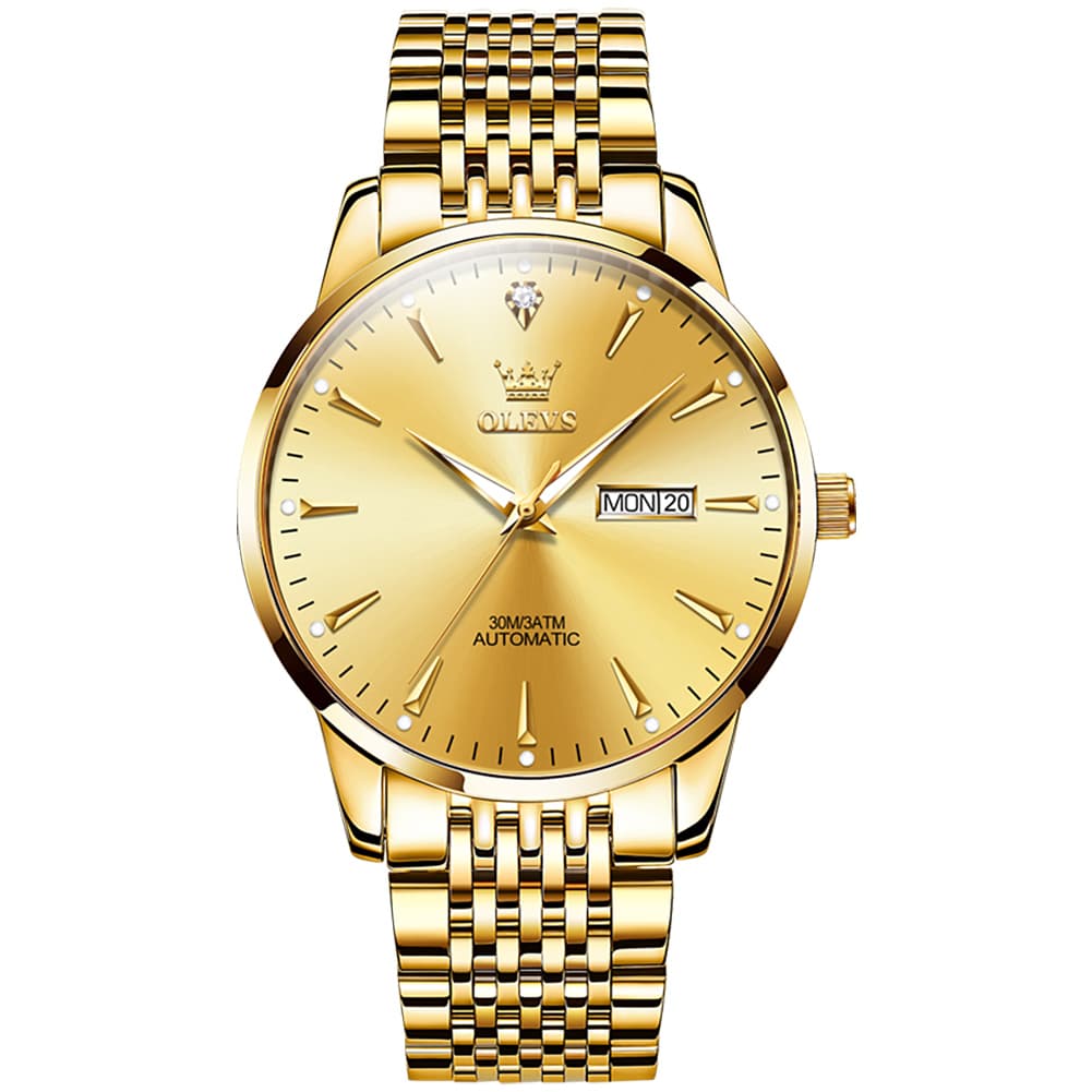 OLEVS 6635 Stainless Steel Automatic Mechanical Watch for Men - All Gold Watch | Olevs Watch Store