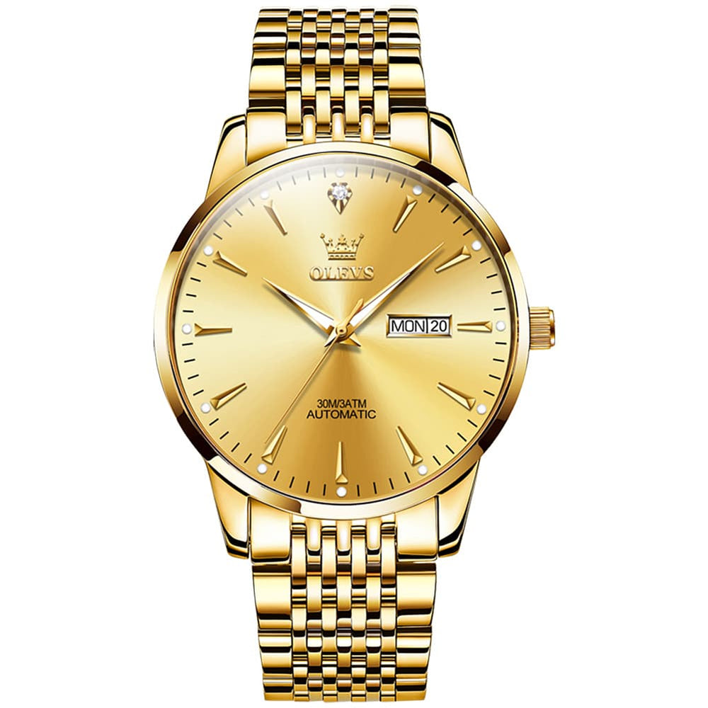 OLEVS 6635 Stainless Steel Automatic Mechanical Watch for Men - All Gold Watch | Olevs Watch Store