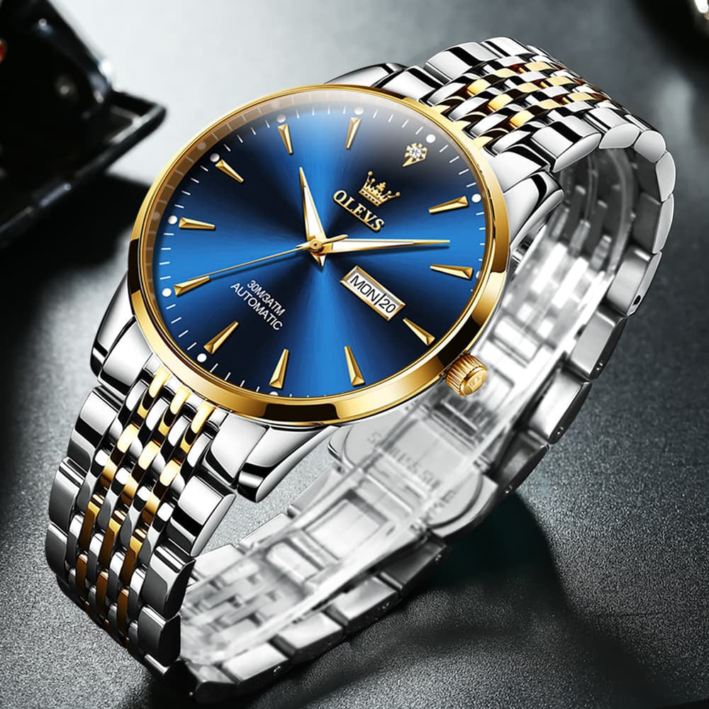 OLEVS 6635 Stainless Steel Automatic Mechanical Watch for Men - All Gold Watch | Olevs Watch Store