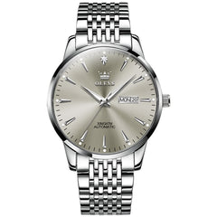 OLEVS 6635 Stainless Steel Automatic Mechanical Watch for Men - Silver Grey Watch | Olevs Watch Store