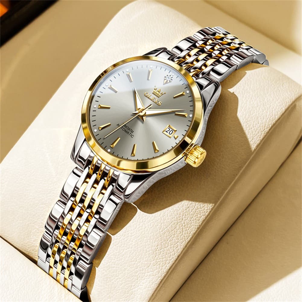 OLEVS 6635 Stainless Steel Automatic Mechanical Watch for Women - All Gold Watch | Olevs Watch Store