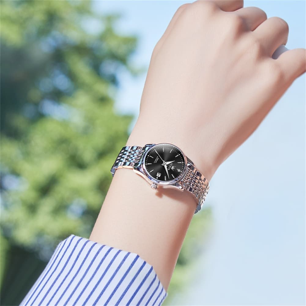 OLEVS 6635 Stainless Steel Automatic Mechanical Watch for Women - All Gold Watch | Olevs Watch Store