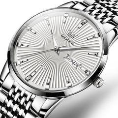OLEVS 6653 Stainless Steel Automatic Mechanical Watch for Men - Silver White Watch | Olevs Watch Store