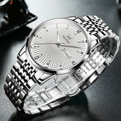 OLEVS 6653 Stainless Steel Automatic Mechanical Watch for Men - Silver White Watch | Olevs Watch Store