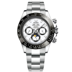 OLEVS 6654 Automatic Mechanical Moon Phase Watch for Men - Silver White Watch | Olevs Watch Store