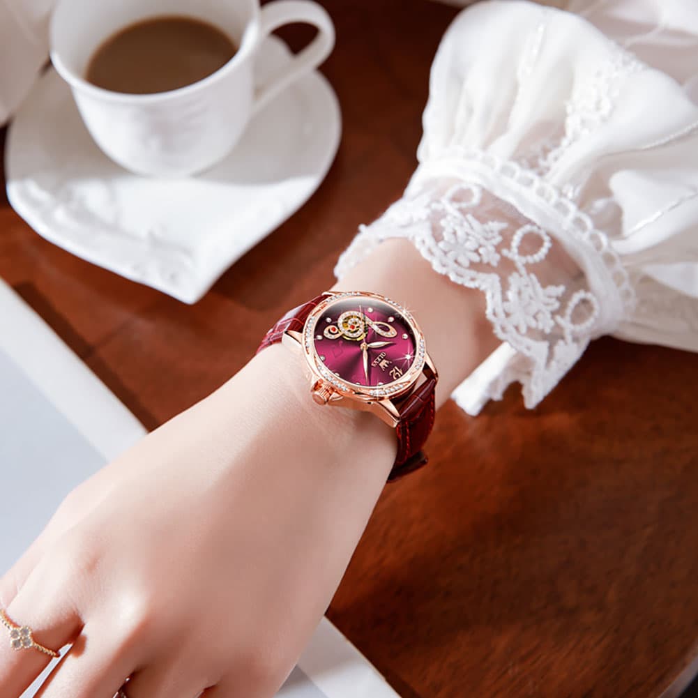 OLEVS 6656 Ceramic Mechanical Musical Note Watch for Women - Ceramic White Watch | Olevs Watch Store