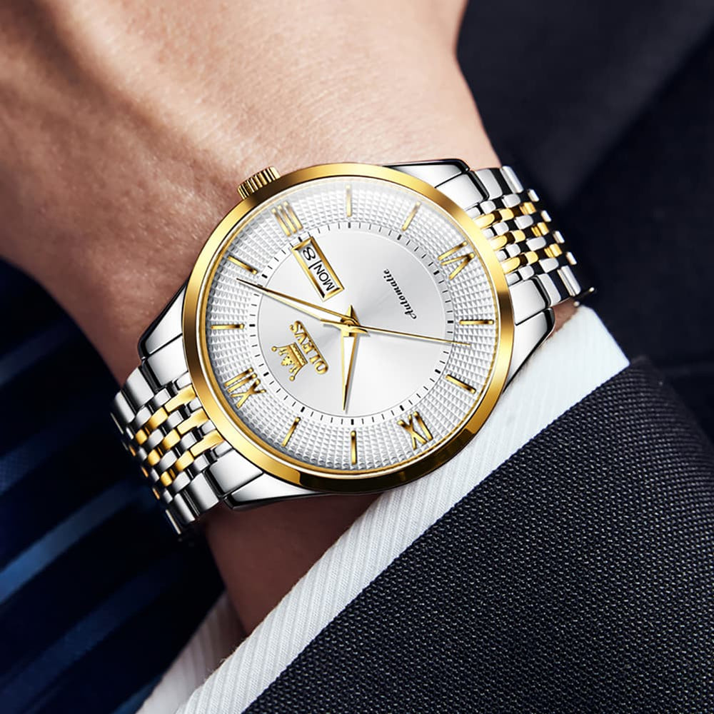 OLEVS 6657 Stainless Steel Automatic Mechanical Watch for Men - All Gold Watch | Olevs Watch Store