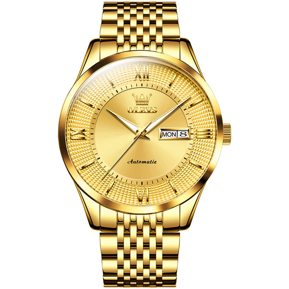 OLEVS 6657 Stainless Steel Automatic Mechanical Watch for Men - All Gold Watch | Olevs Watch Store