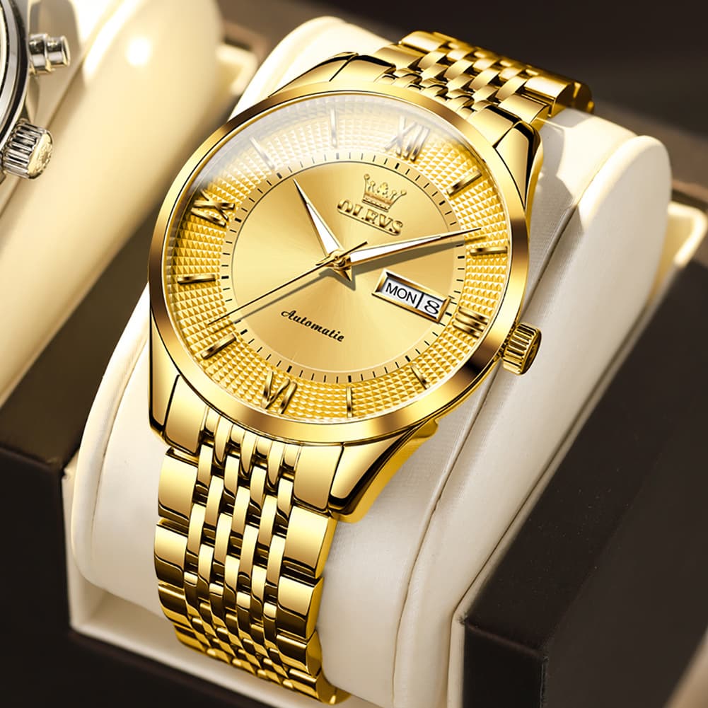 OLEVS 6657 Stainless Steel Automatic Mechanical Watch for Men - All Gold Watch | Olevs Watch Store