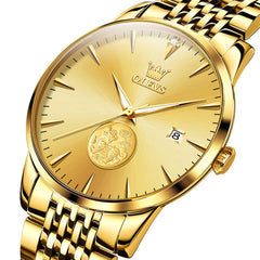 OLEVS 6665 Stainless Steel Pi Xiu Lucky Mechanical Watch for Men - Steel All Gold Watch | Olevs Watch Store