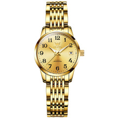 OLEVS 6666N Stainless Steel Mechanical Big Numeral Watch for Women - All Gold Watch | Olevs Watch Store