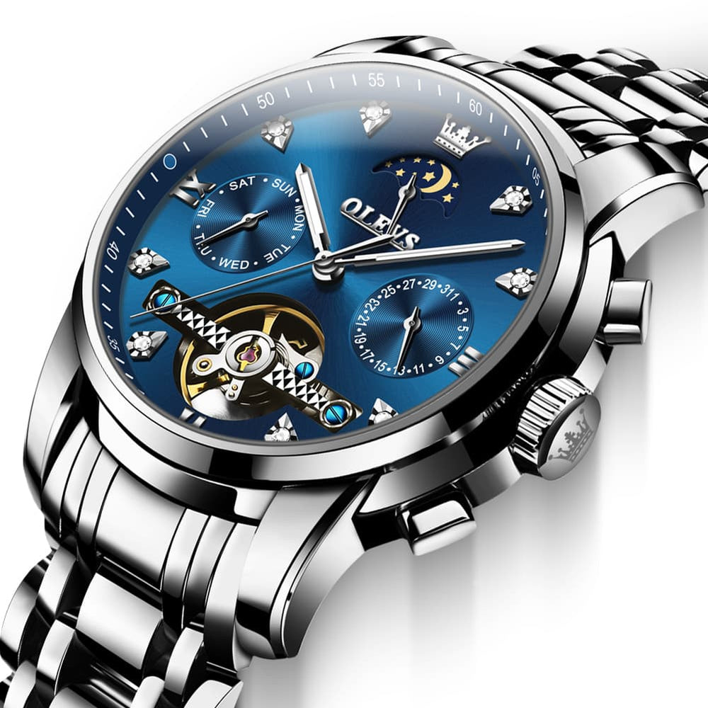 OLEVS 6678 Mechanical Moon Phase Automatic Watch for Men - All Gold Watch | Olevs Watch Store