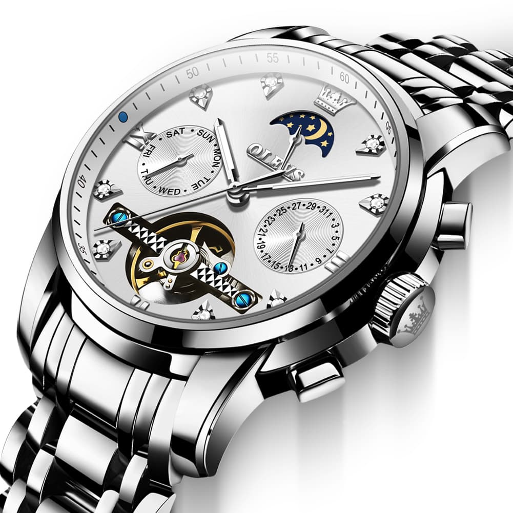 OLEVS 6678 Mechanical Moon Phase Automatic Watch for Men - All Gold Watch | Olevs Watch Store