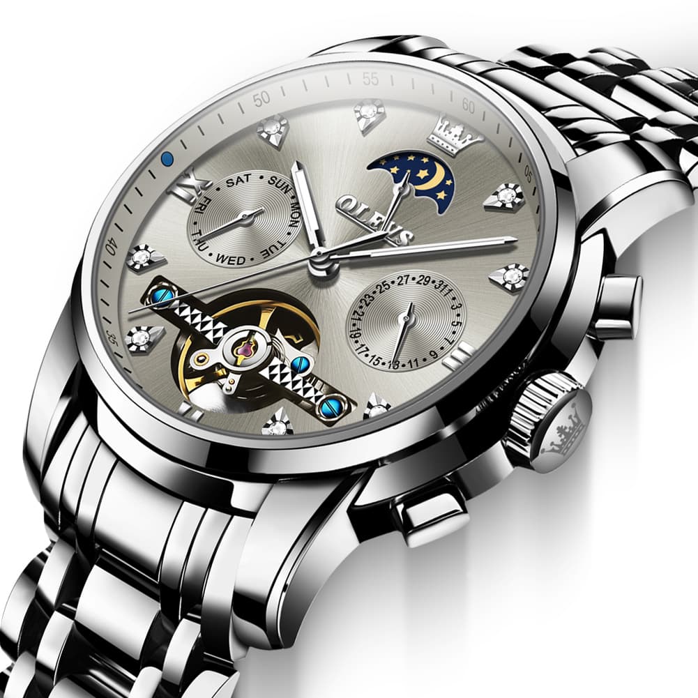 OLEVS 6678 Mechanical Moon Phase Automatic Watch for Men - All Gold Watch | Olevs Watch Store