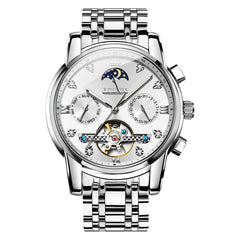 OLEVS 6678 Mechanical Moon Phase Automatic Watch for Men - Silver White Watch | Olevs Watch Store