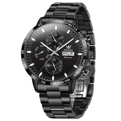 OLEVS 6683 Multifunction Automatic Steel Watch for Men - All Black Watch | Olevs Watch Store
