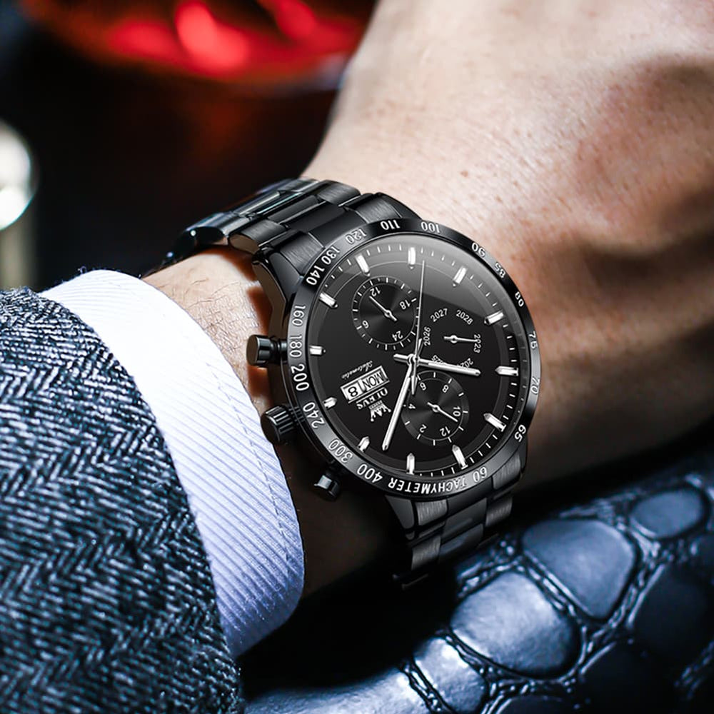 OLEVS 6683 Multifunction Automatic Steel Watch for Men - Silver Grey Watch | Olevs Watch Store