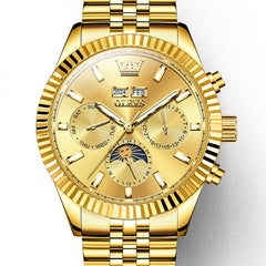 OLEVS 6688 Automatic Moon Phase Stainless Steel Watch for Men - All Gold Watch | Olevs Watch Store
