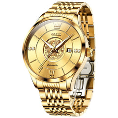 OLEVS 6693 3D Dragon Mechanical Steel Watch for Men - All Gold Watch | Olevs Watch Store