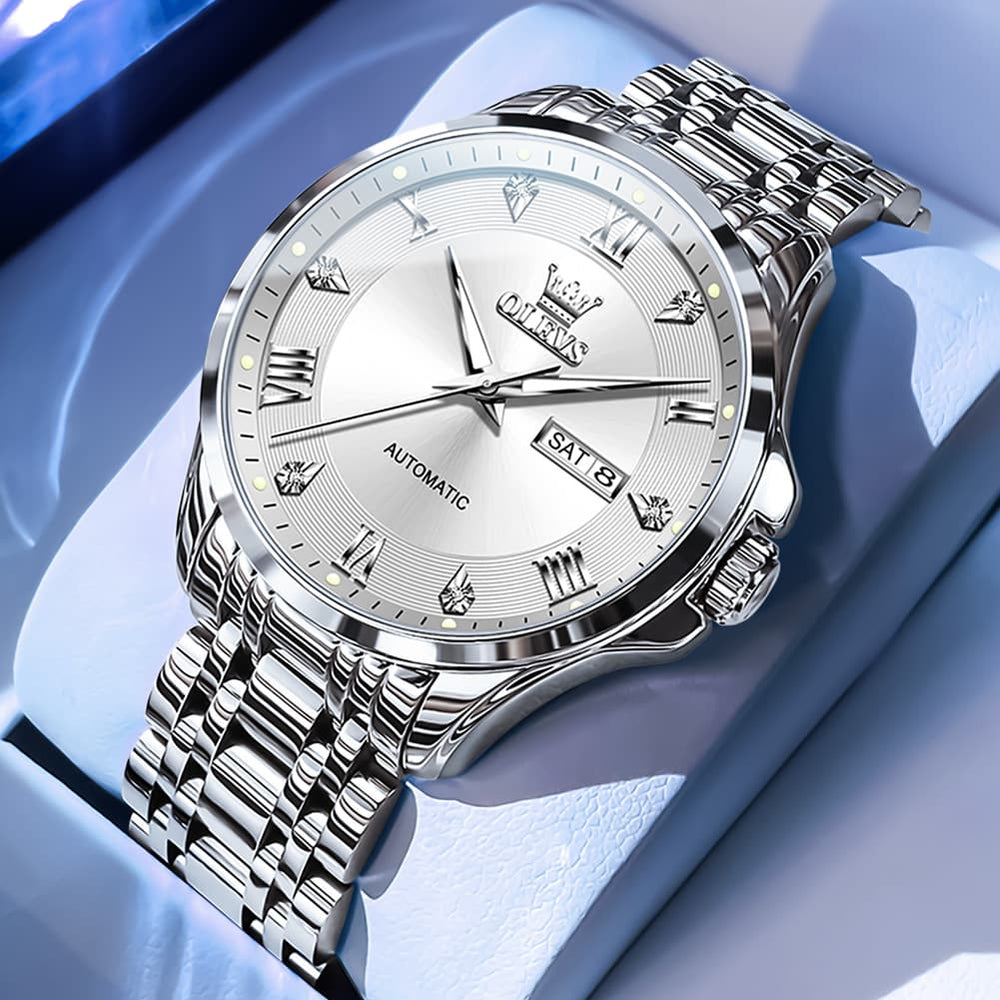 OLEVS 6702 Diamond Dial Automatic Mechanical Watch For Men - All Gold Watch | Olevs Watch Store