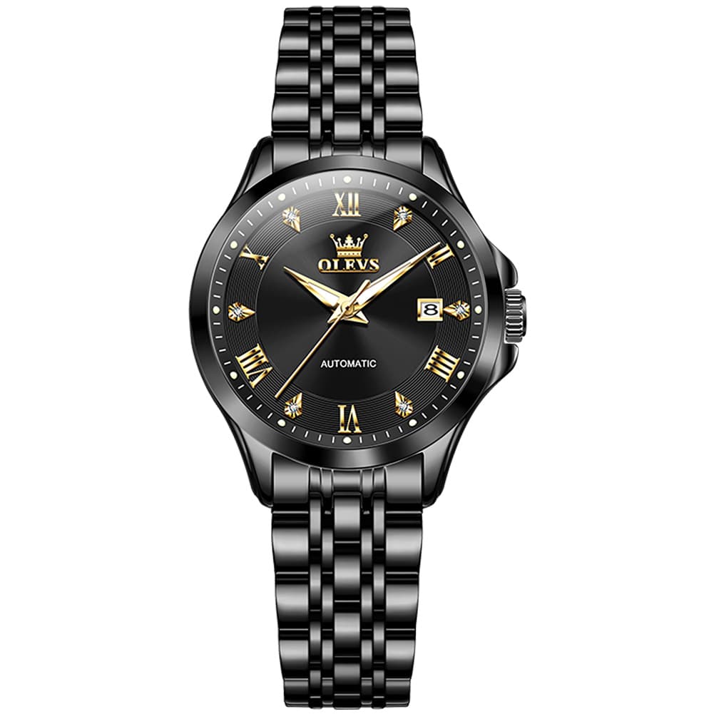 OLEVS 6702 Elegant Diamond Automatic Mechanical Watch For Women - All Gold Watch | Olevs Watch Store