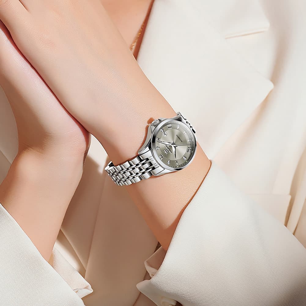 OLEVS 6702 Elegant Diamond Automatic Mechanical Watch For Women - All Gold Watch | Olevs Watch Store