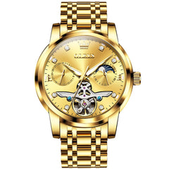 OLEVS 6703 Moon Phase Tourbillon Automatic Mechanical Watch For Men - All Gold Watch | Olevs Watch Store