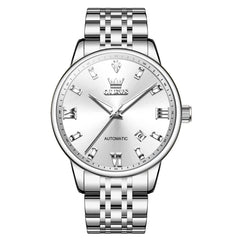 OLEVS 6723 Diamond Roman Numeral Automatic Mechanical Watch For Men - Bright White Watch | Olevs Watch Store