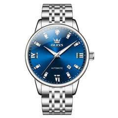 OLEVS 6723 Diamond Roman Numeral Automatic Mechanical Watch For Men - Dark Blue Watch | Olevs Watch Store