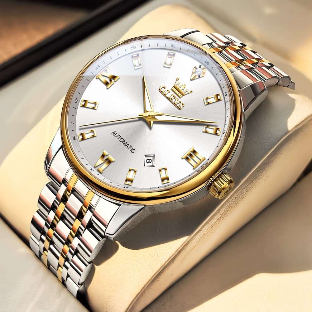 OLEVS 6723 Diamond Roman Numeral Automatic Mechanical Watch For Men
