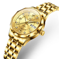 OLEVS 6727 Automatic Diamond Mechanical Watch For Women - Gold Watch | Olevs Watch Store