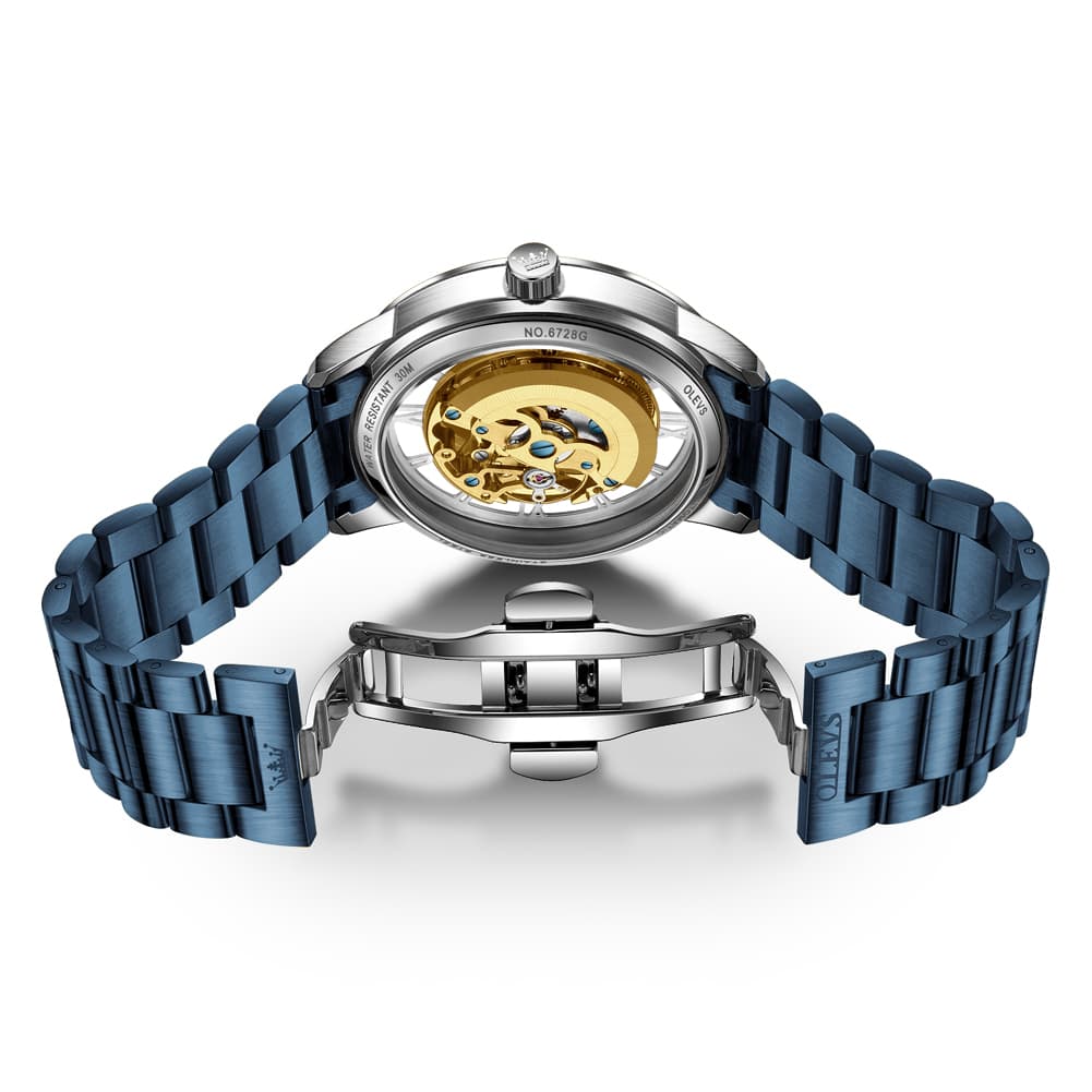 OLEVS 6728 Automatic Skeleton Mechanical Watch For Men - All Gold Watch | Olevs Watch Store