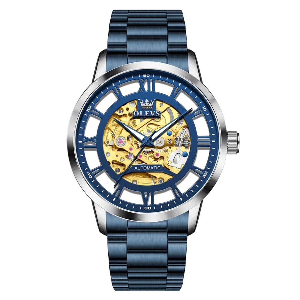 OLEVS 6728 Automatic Skeleton Mechanical Watch For Men - All Gold Watch | Olevs Watch Store