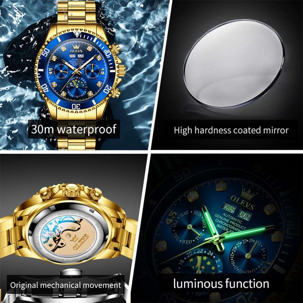 OLEVS 6729 Automatic Moon Phase Mechanical Watch For Men