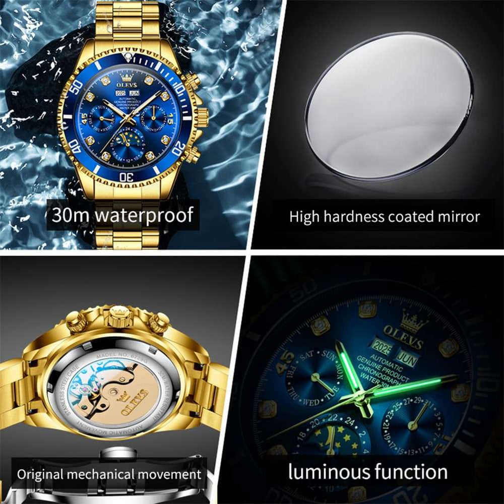 OLEVS 6729 Automatic Moon Phase Mechanical Watch For Men