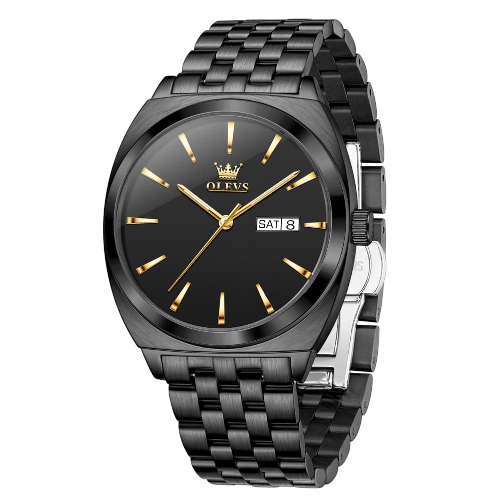 OLEVS 6730 Automatic Tonneau Mechanical Watch For Men - All Gold Watch | Olevs Watch Store
