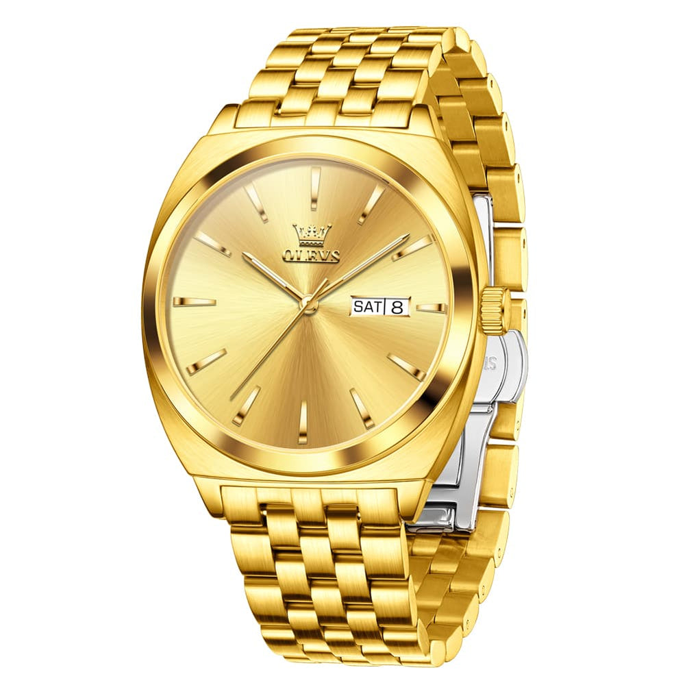 OLEVS 6730 Automatic Tonneau Mechanical Watch For Men - All Gold Watch | Olevs Watch Store