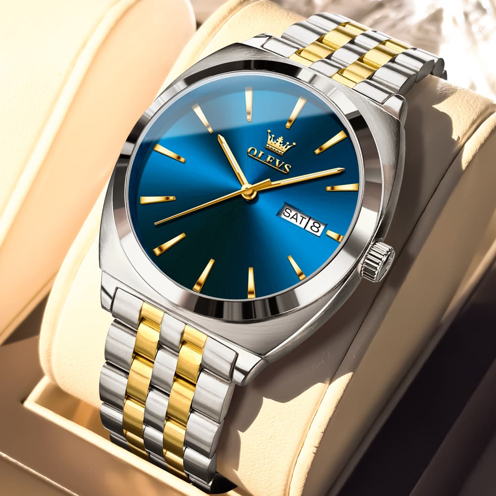 OLEVS 6730 Automatic Tonneau Mechanical Watch For Men - All Gold Watch | Olevs Watch Store