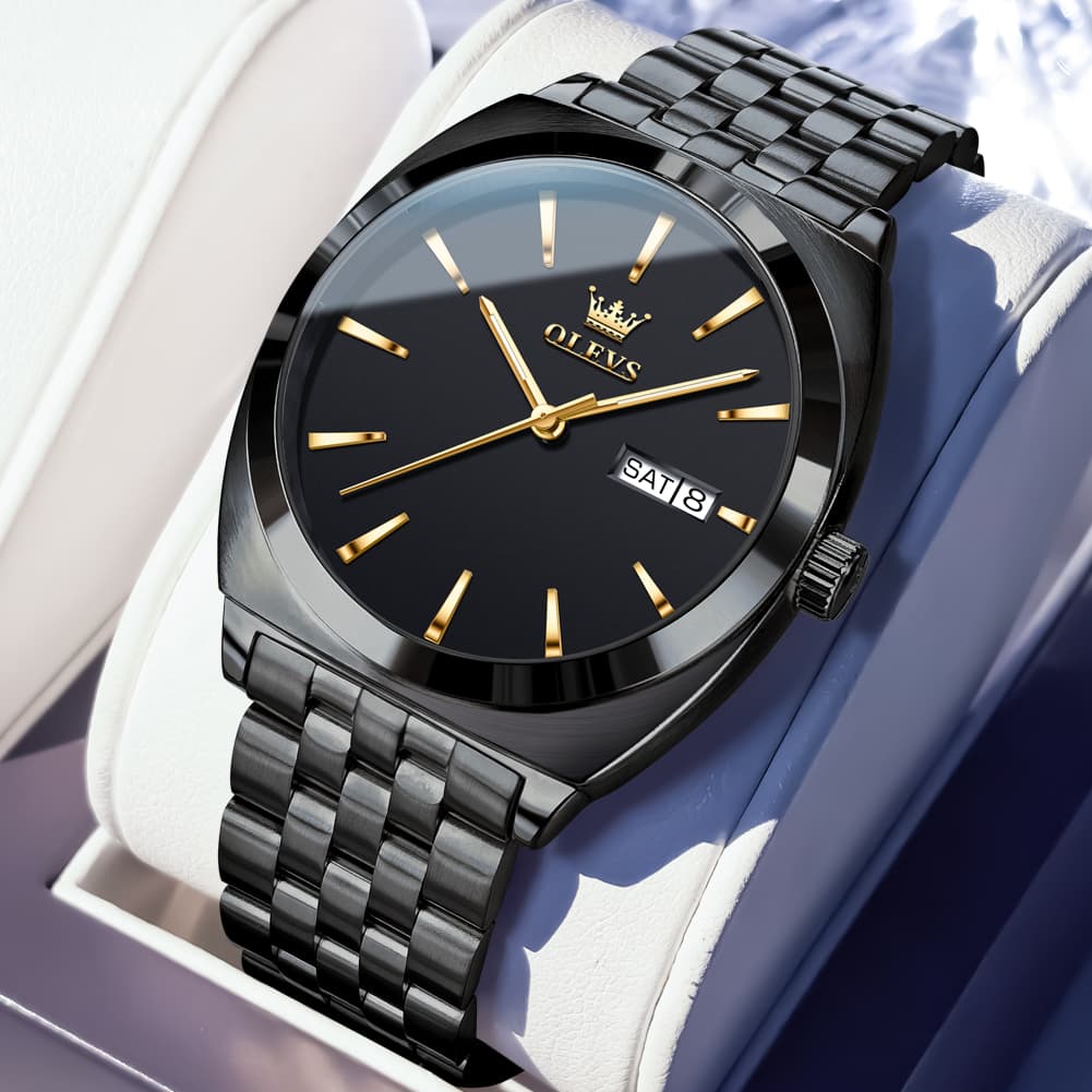 OLEVS 6730 Automatic Tonneau Mechanical Watch For Men - All Gold Watch | Olevs Watch Store