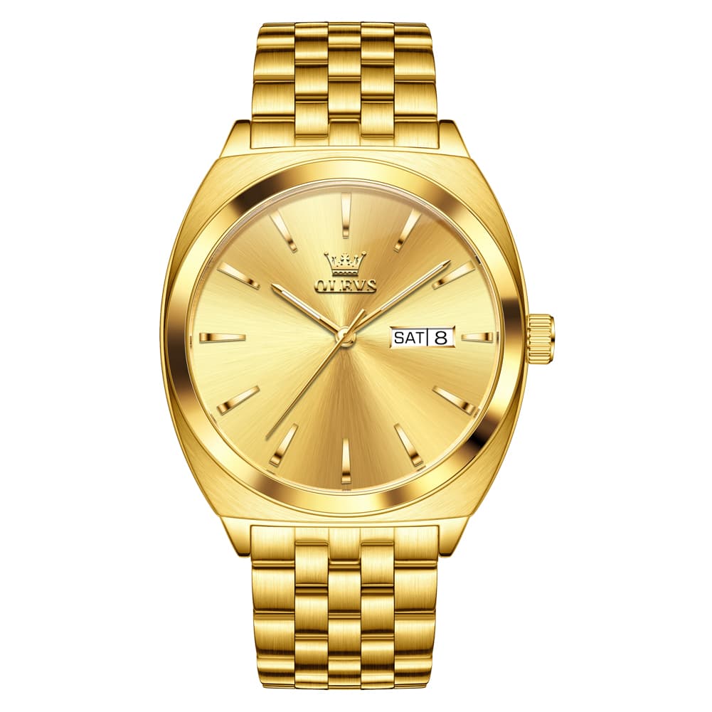 OLEVS 6730 Automatic Tonneau Mechanical Watch For Men - All Gold Watch | Olevs Watch Store