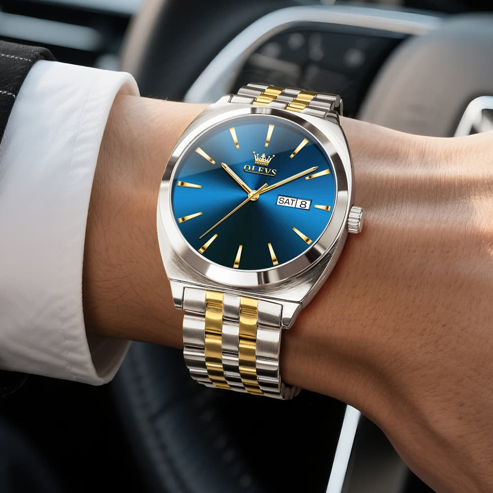 OLEVS 6730 Automatic Tonneau Mechanical Watch For Men - All Gold Watch | Olevs Watch Store