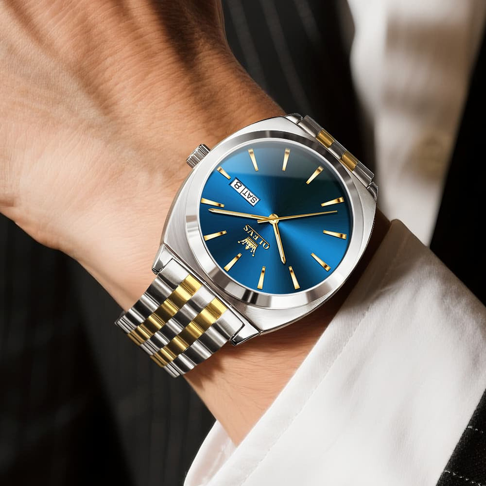 OLEVS 6730 Automatic Tonneau Mechanical Watch For Men - All Gold Watch | Olevs Watch Store