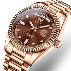 OLEVS 6736 Fluted Bezel Mechanical Watch for Men