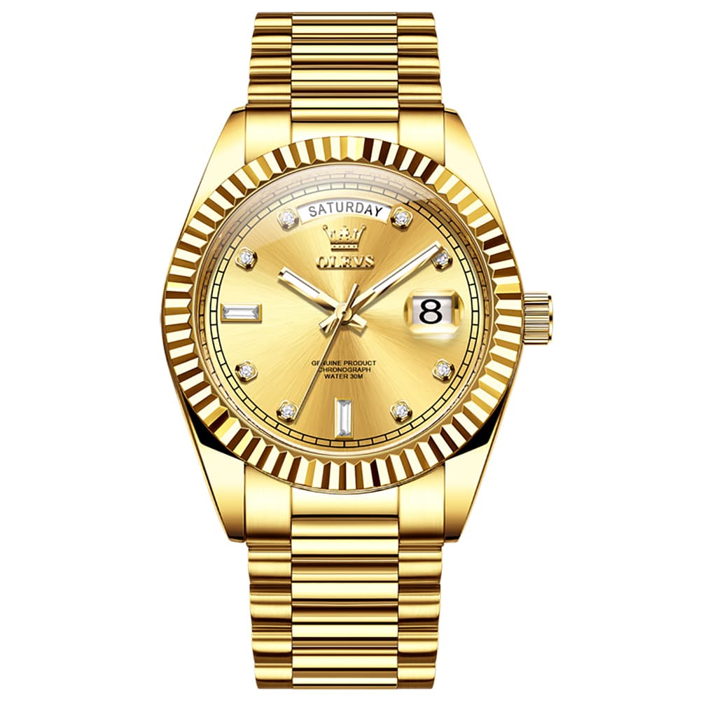 OLEVS 6736 Fluted Bezel Mechanical Watch for Men - Silver White Watch | Olevs Watch Store